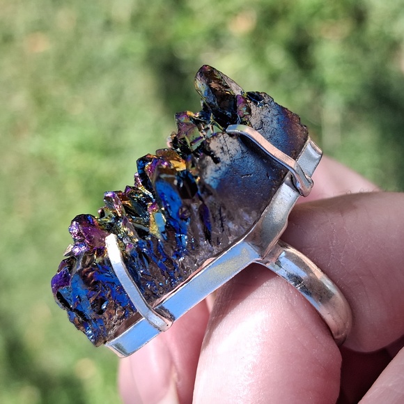 New Titanium Druzy 925 Silver Ring. - Picture 5 of 12